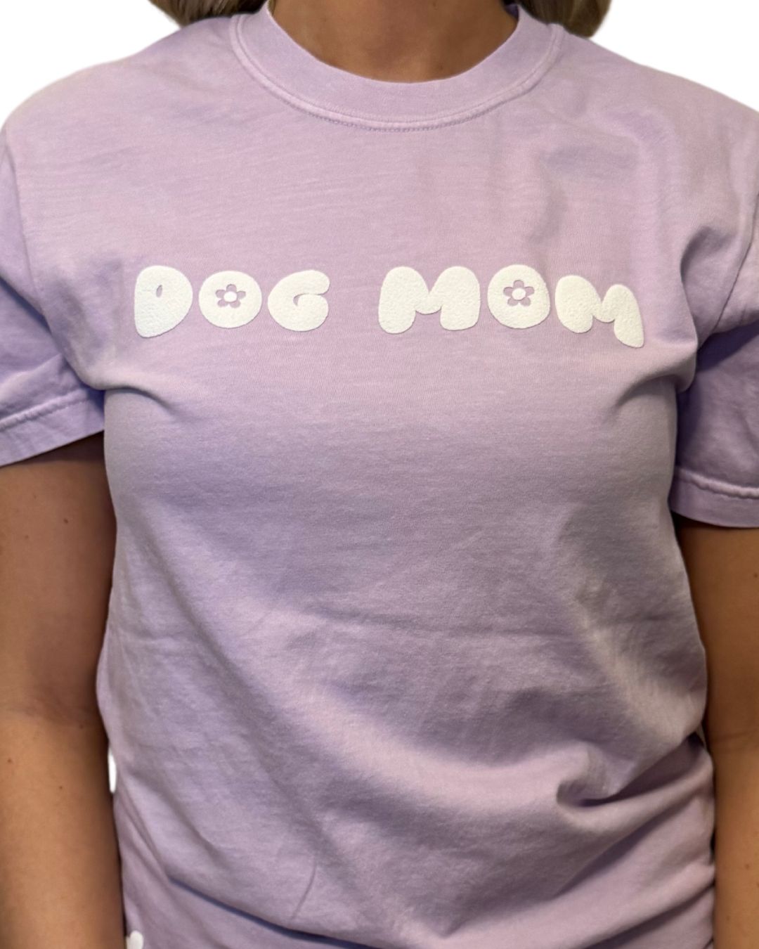 Flowery Dog Mom Tee - Lavender