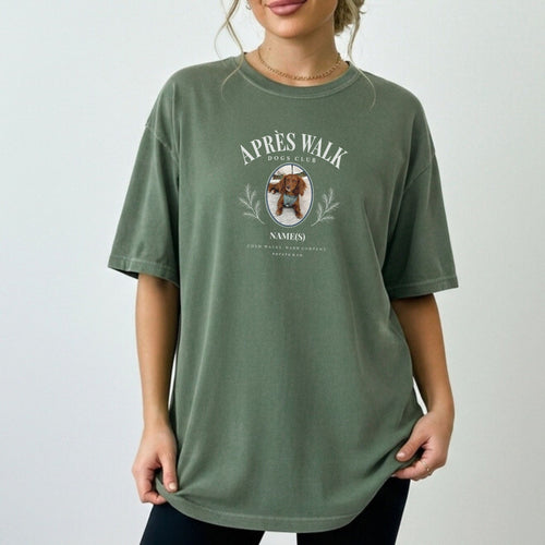 Après Walk Dog Club custom pet photo t-shirt in Moss