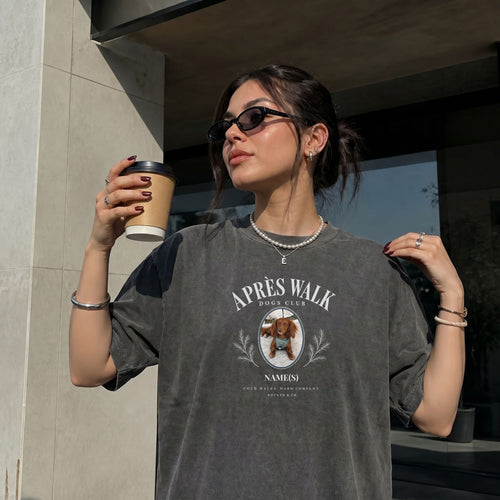 Après Walk Dog Club custom pet photo t-shirt in Washed Black