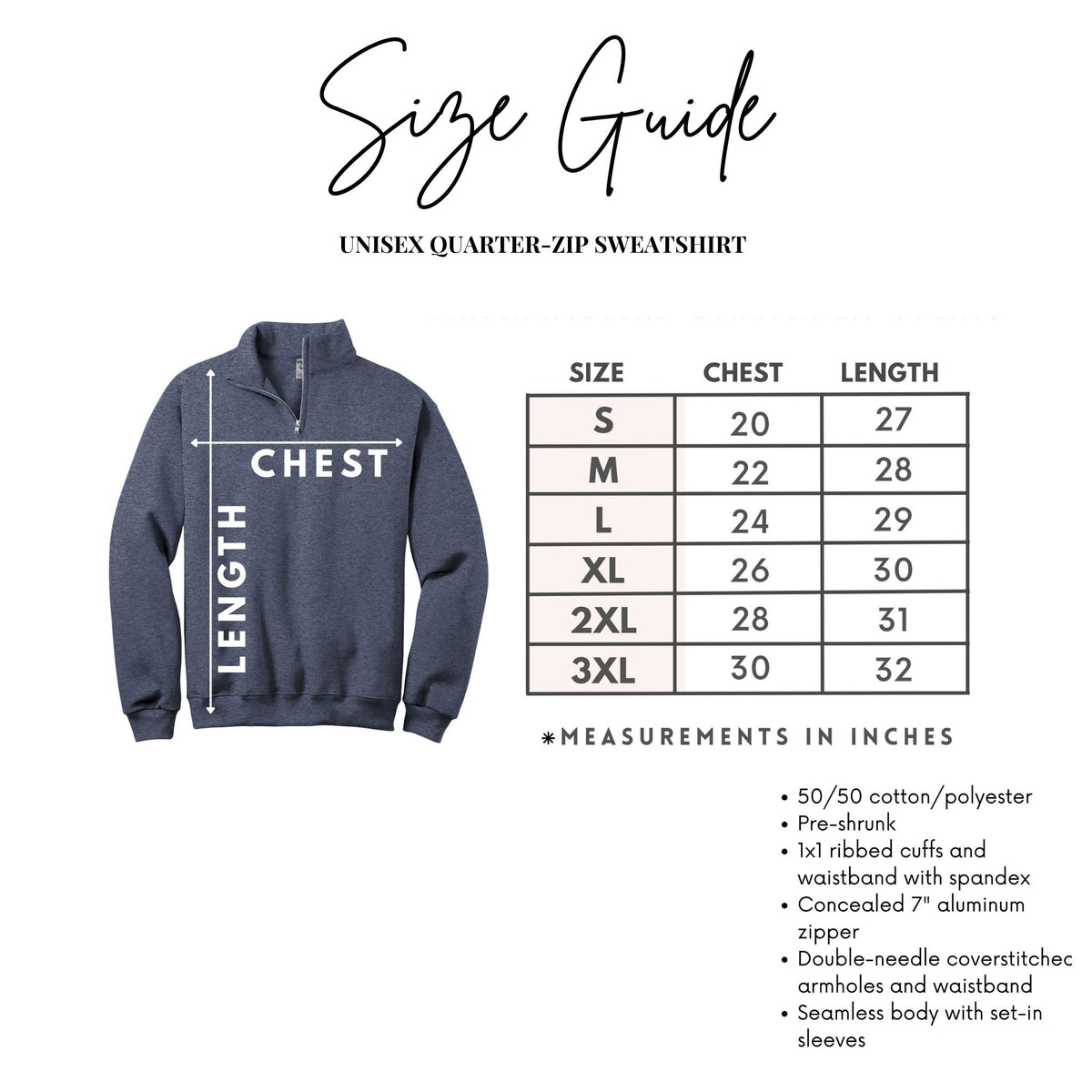 Après Walk quarter zip size guide