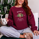 Christmas Tree Farm custom pet photo crewneck in Wine