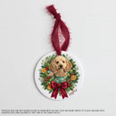 Custom pet portrait Christmas wreath ornament with wine ribbon, alternate wreath — Potato & Co. Merry Paws