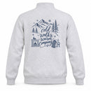 Cold Walks, Warm Company custom dog ears quarter-zip in Ash, back