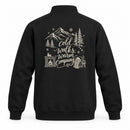 Cold Walks, Warm Company custom dog ears quarter-zip in Black, back