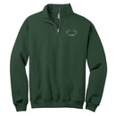 Cold Walks, Warm Company custom dog ears quarter-zip in Forest, front
