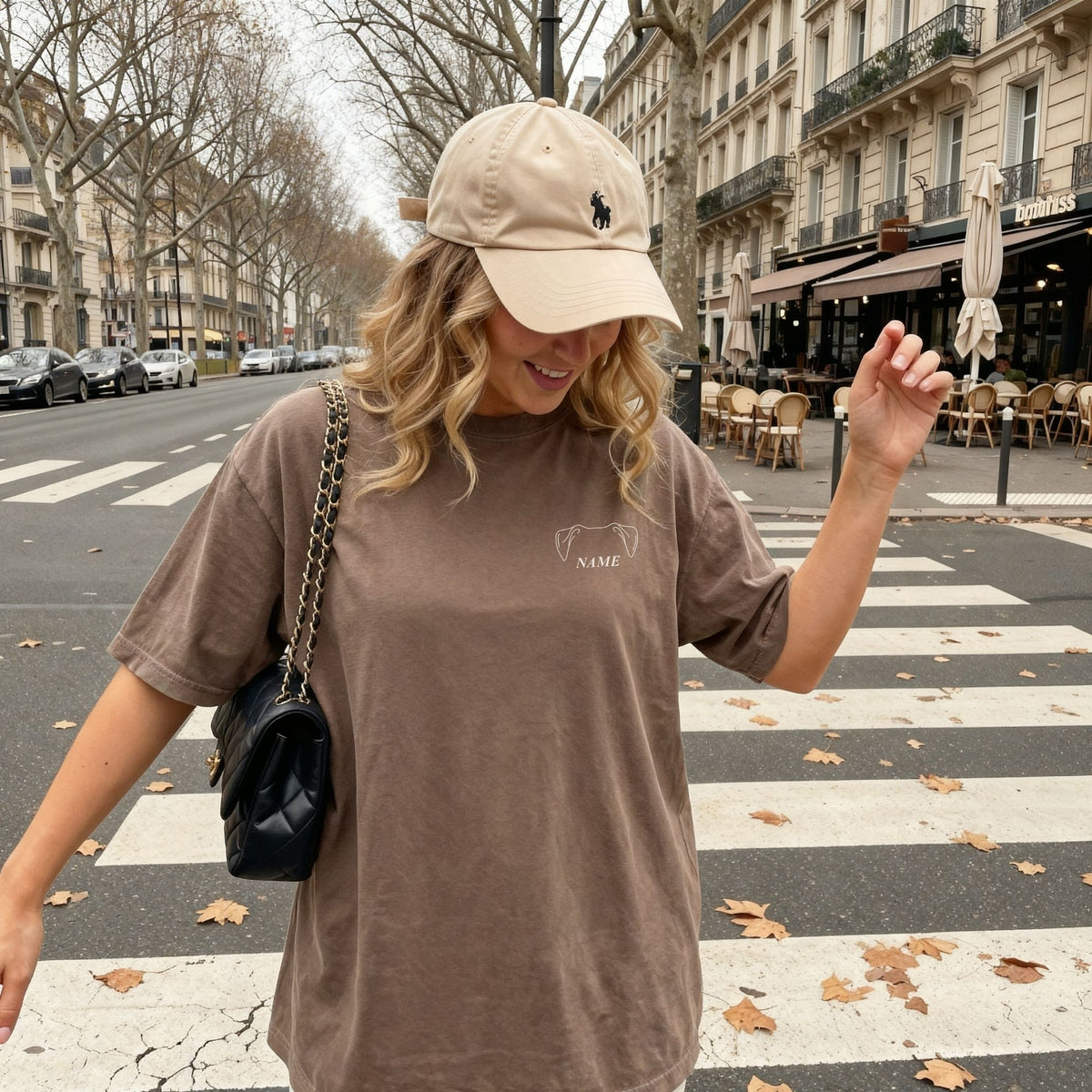 Cold Walks, Warm Company custom dog ears t-shirt in Espresso front