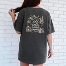 Cold Walks, Warm Company custom dog ears t-shirt in Washed Black back