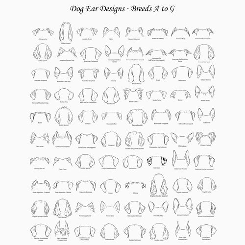 Dog ear outline designs by breed, to choose for your custom design