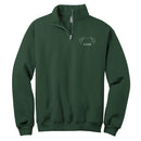 Dog Ears custom name quarter-zip in Forest