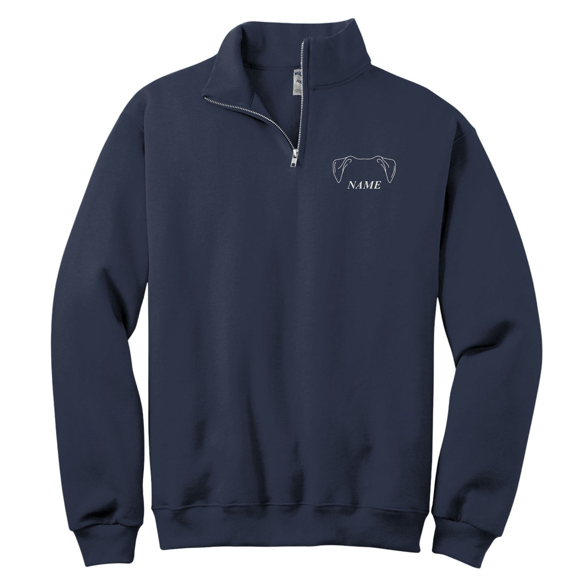 Dog Ears custom name quarter-zip in Navy