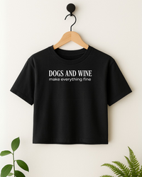 Dogs & Wine Crop Top - Black