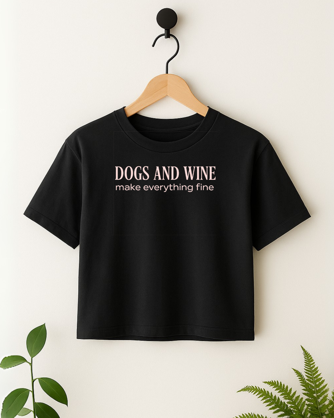 Dogs & Wine Crop Top - Black