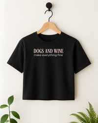 Dogs & Wine Crop Top - Black