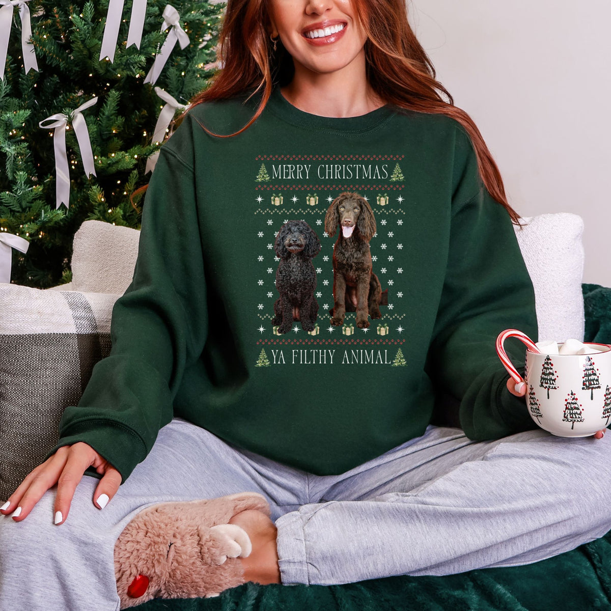 Filthy Animal Ugly Christmas Crewneck Sweater – Custom Pet Photo