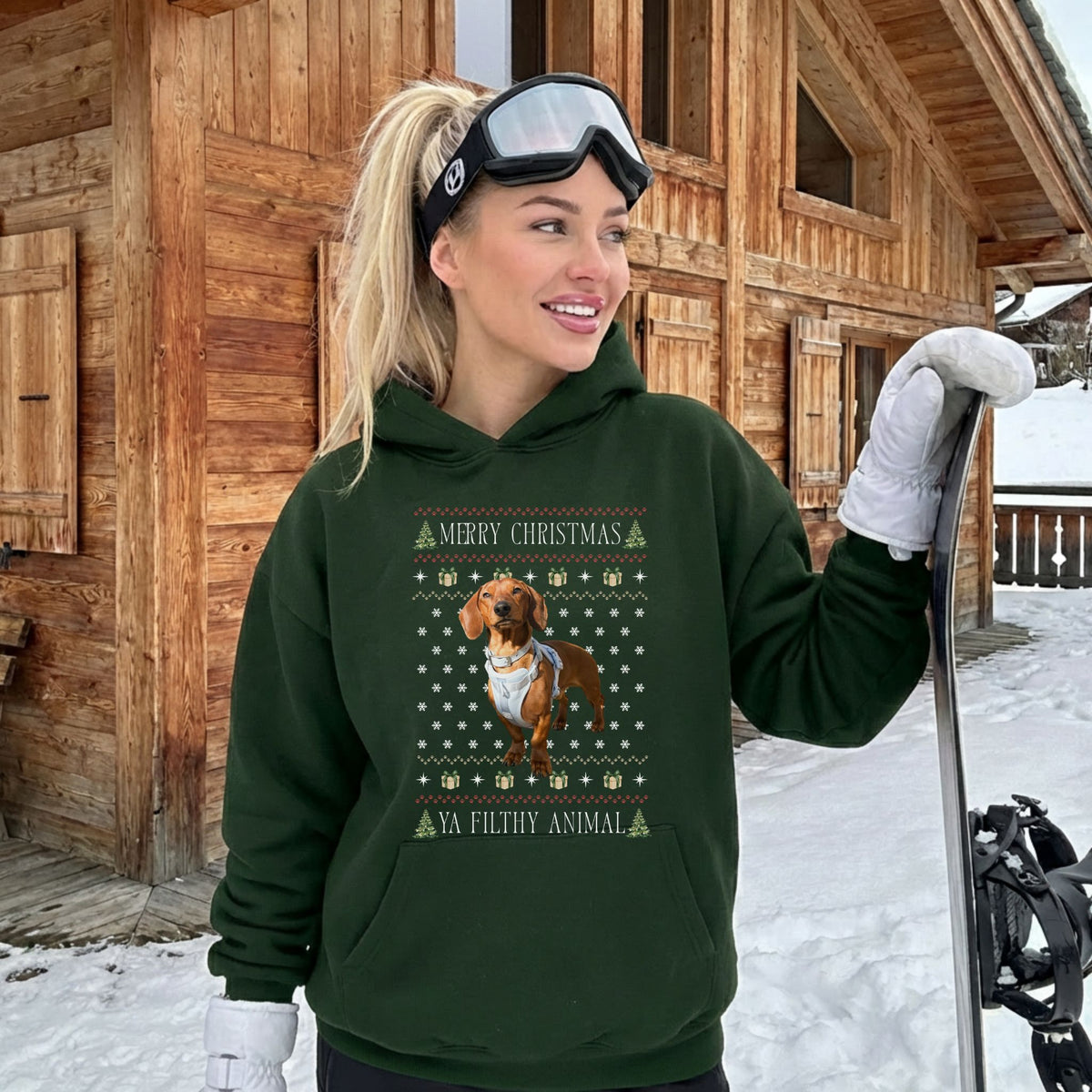 Filthy Animal Ugly Christmas Hoodie Sweater – Custom Pet Photo