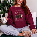 Furry Animal ugly Christmas custom pet photo crewneck in Wine
