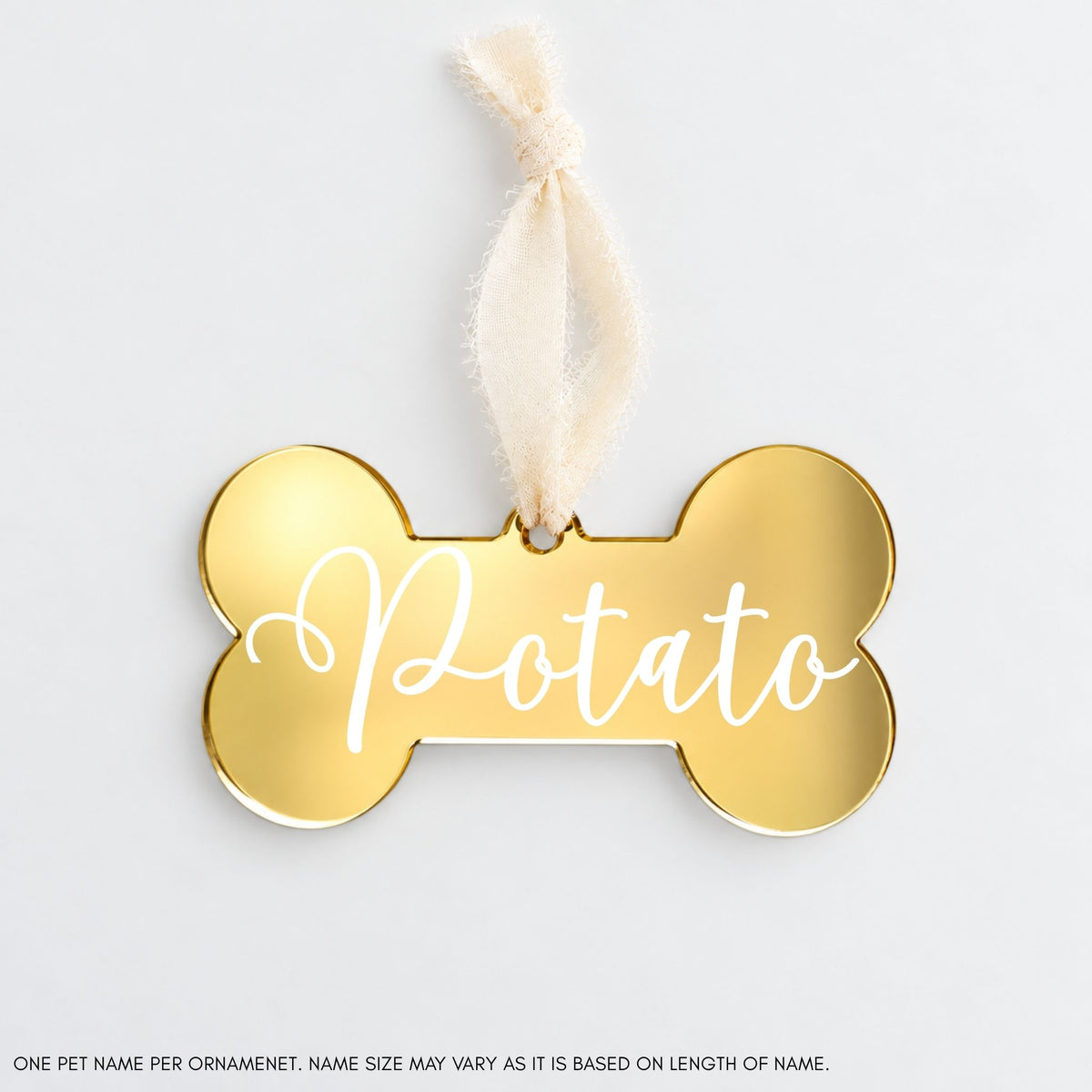 Gold Bone Ornament – Custom Pet Name