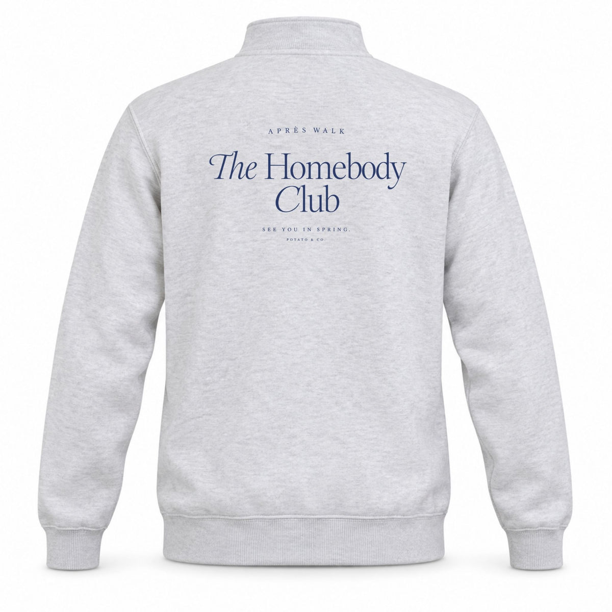 Homebody Club quarter-zip in Ash back