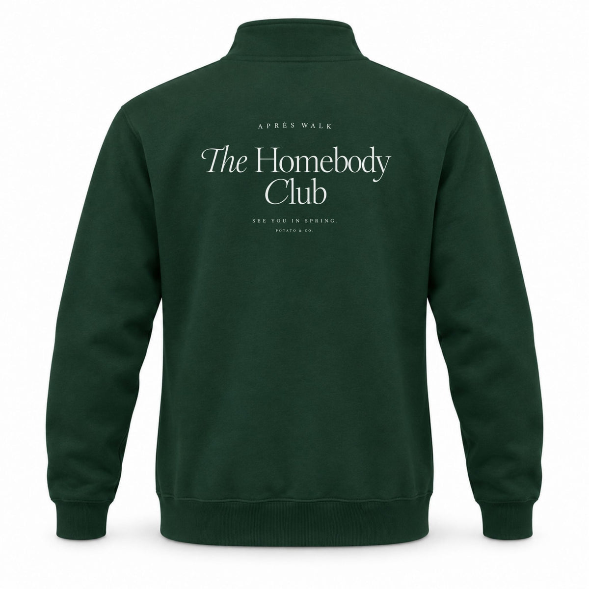 Homebody Club quarter-zip in Forest back