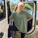 Homebody Club t-shirt in Moss front
