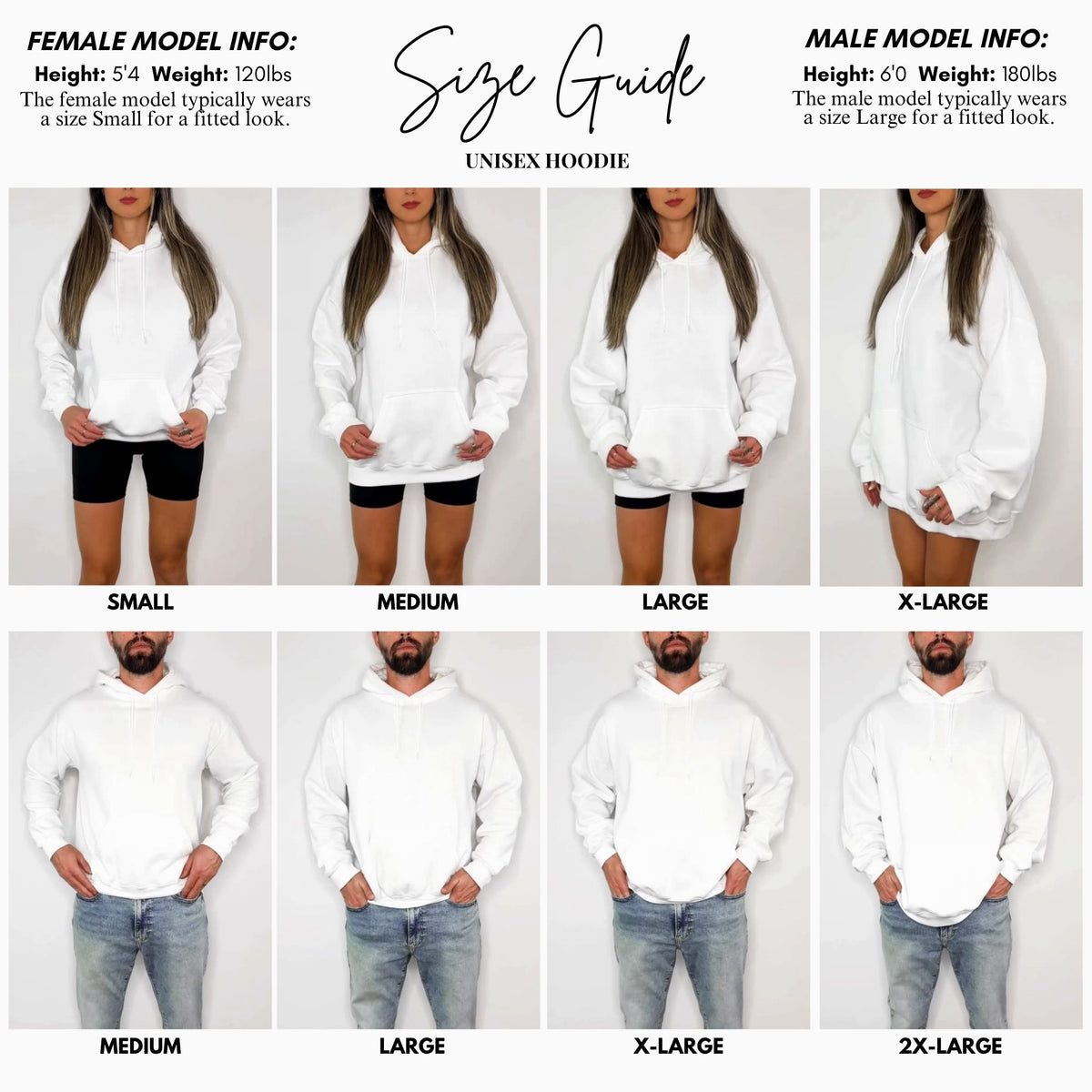 Hoodie size chart