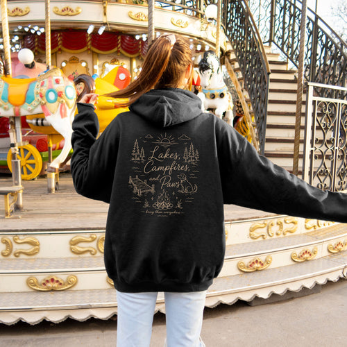 [Custom] Lake, Campfire & Paws Hoodie