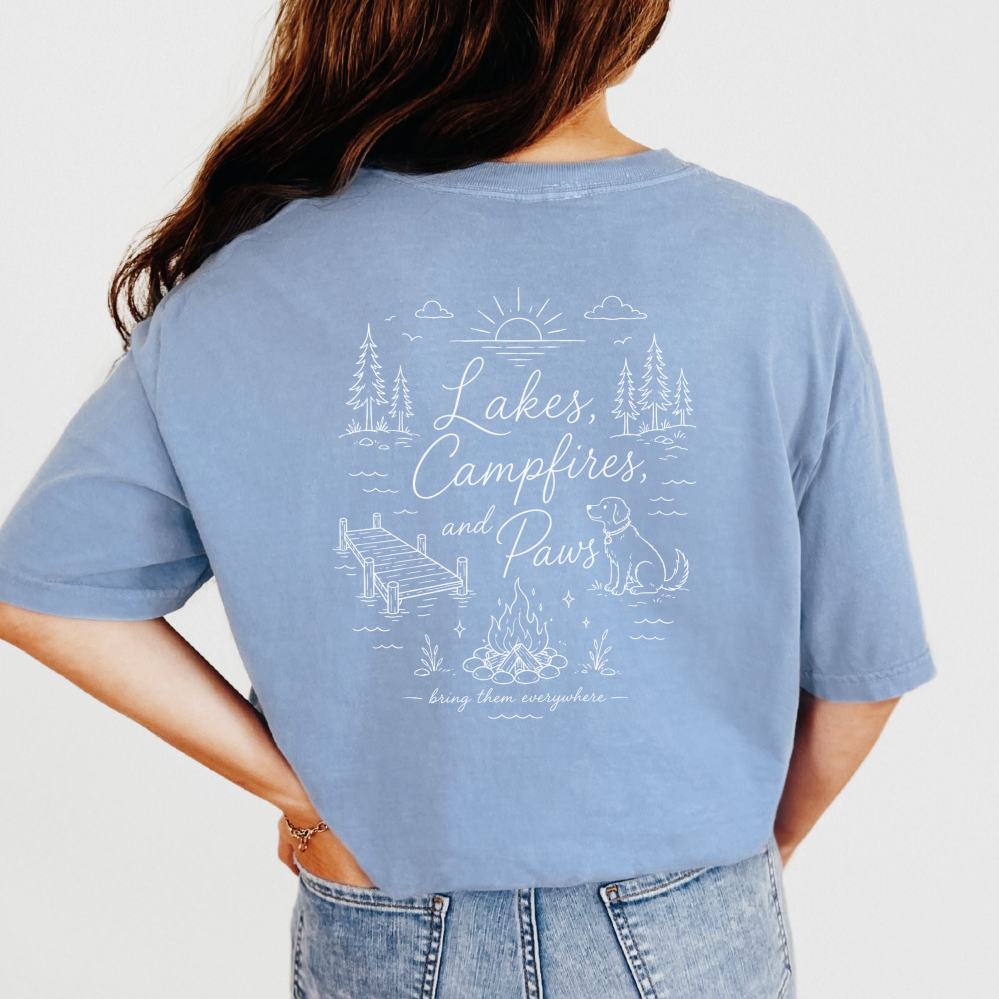 [Custom] Lakes, Campfires, & Paws T-shirt