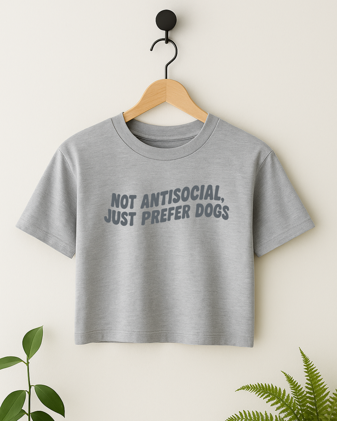 Just Prefer Dogs Crop Top - Ash