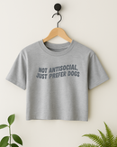 Just Prefer Dogs Crop Top - Ash