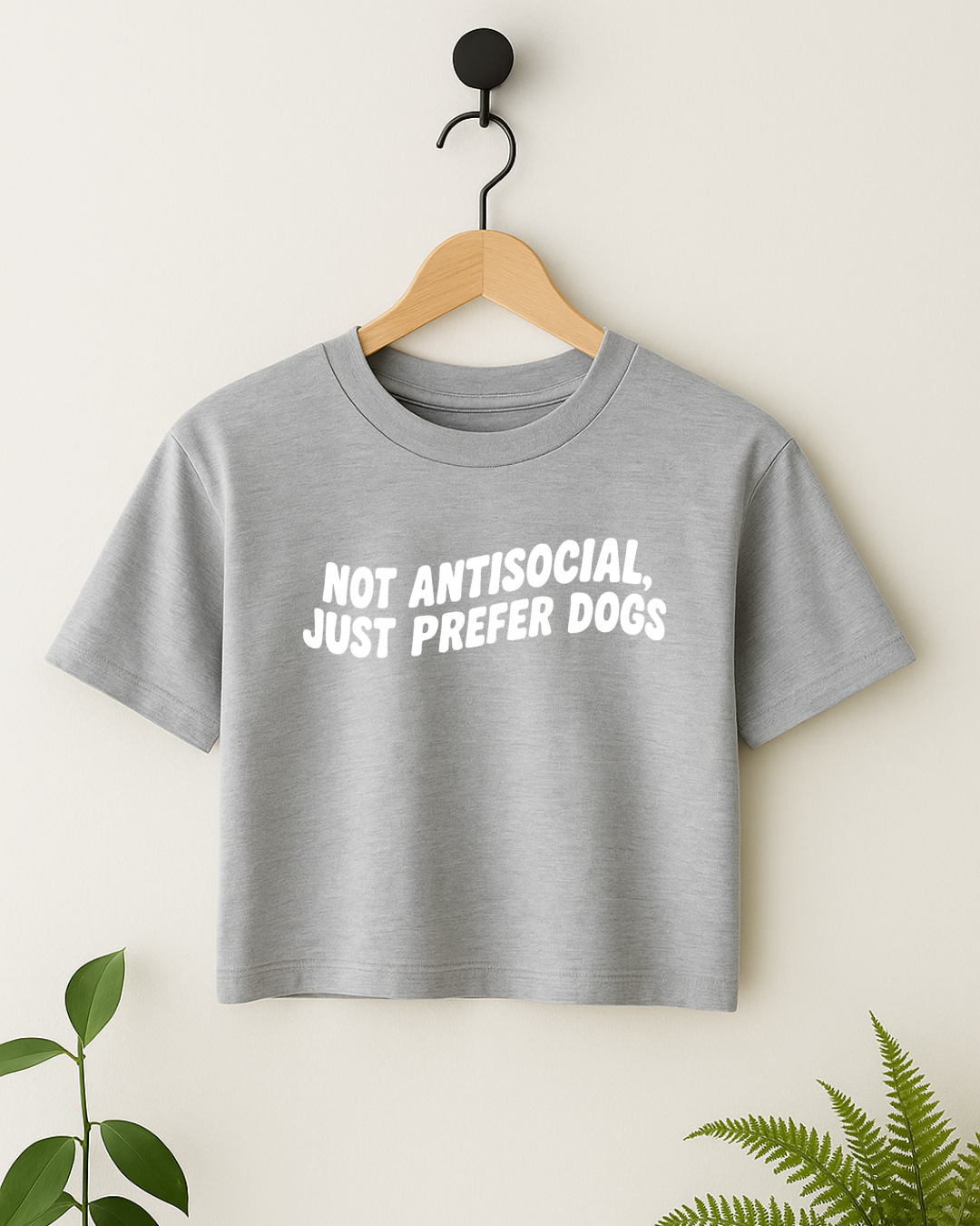 Just Prefer Dogs Crop Top - Ash
