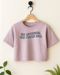 Just Prefer Dogs Crop Top - Soft Fig