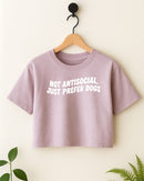 Just Prefer Dogs Crop Top - Soft Fig